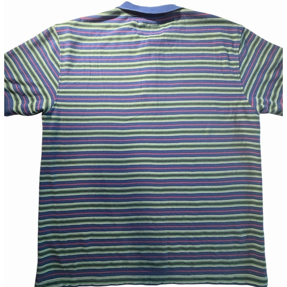 WORBLE XL  Strikeout Blue, Red & Green Stripe Polo Shirt Y2k Men's - Picture 2 of 9